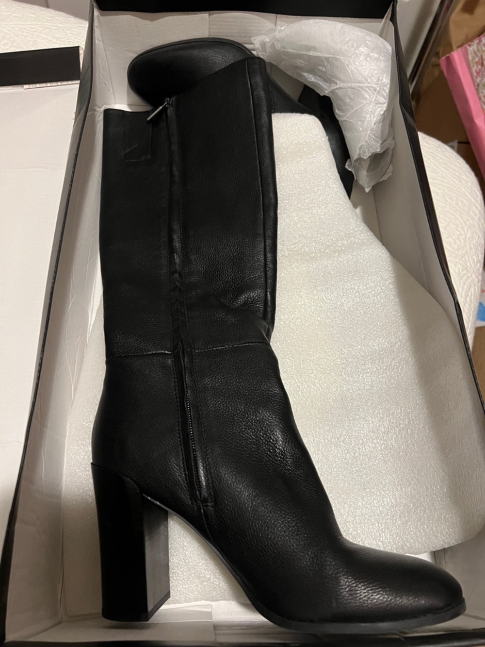 INC International Concepts Black Knee-High Block Heel Boots